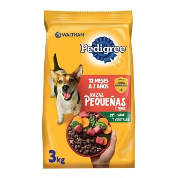 Pedigree Alimento Para Perros Sabor A Carne Y Vegetales Razas Pequeñas Y Minis 12 Meses A 7Años 3kg