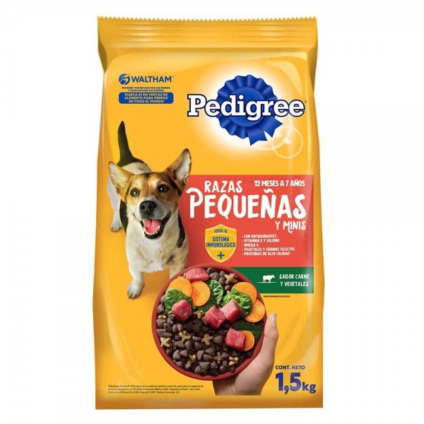 Pedigree Alimento Para Perros Razas Pequeñas Y Minis 12 Meses A 7 Años 1,5kg