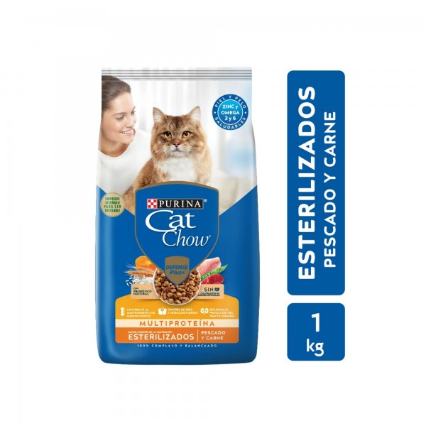 Cat Chow Alimento Para Gatos Esterilizado Pescado Y Carne 1kg