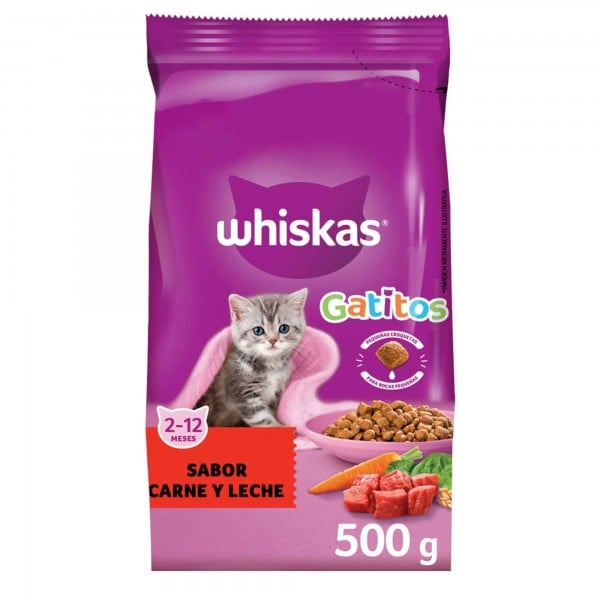 Whiskas Alimento Para Gatitos Sabor Carne Y Leche 500gr