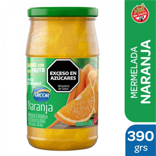 Arcor Mermelada Light Sabor Naranja Frasco 390gr