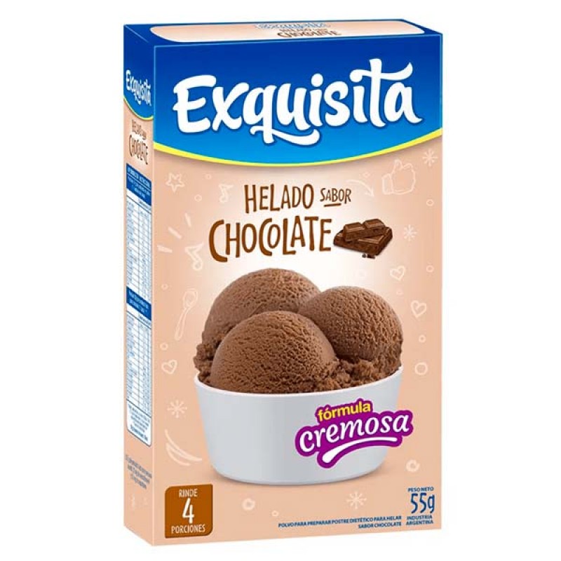 Exquisita Polvo Para Preparar Helado Sabor Chocolate 55gr