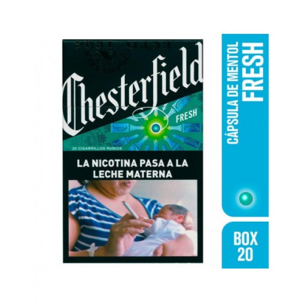 Chesterfield Fresh Cigarrillos Rubios con Cápsula de Mentol Blue Motion Box 20 Unidades