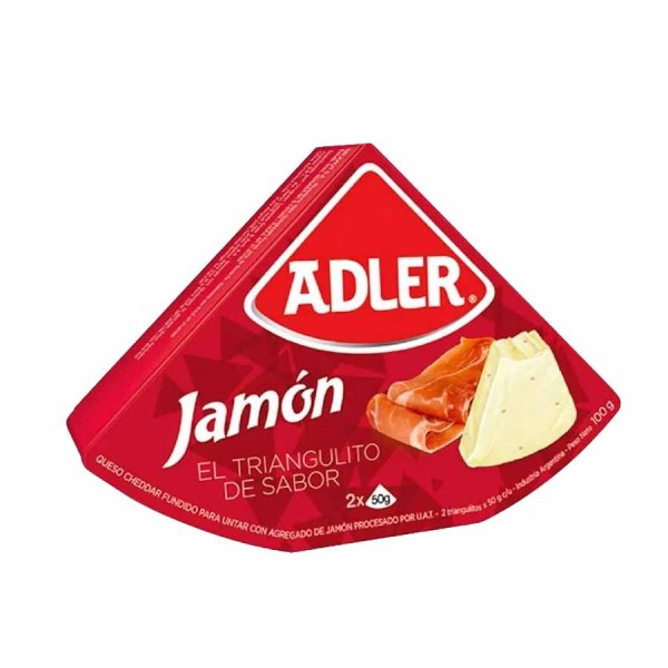 Adler Queso Cheddar Fundido Para Untar con Jamon 2 Unidades 100gr