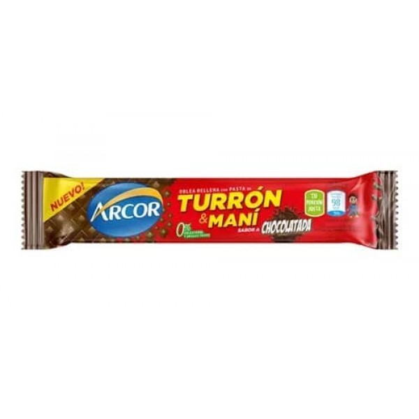 Arcor Oblea Rellena Con Pasta De Turron y Mani Sabor A Chocolatada 25gr