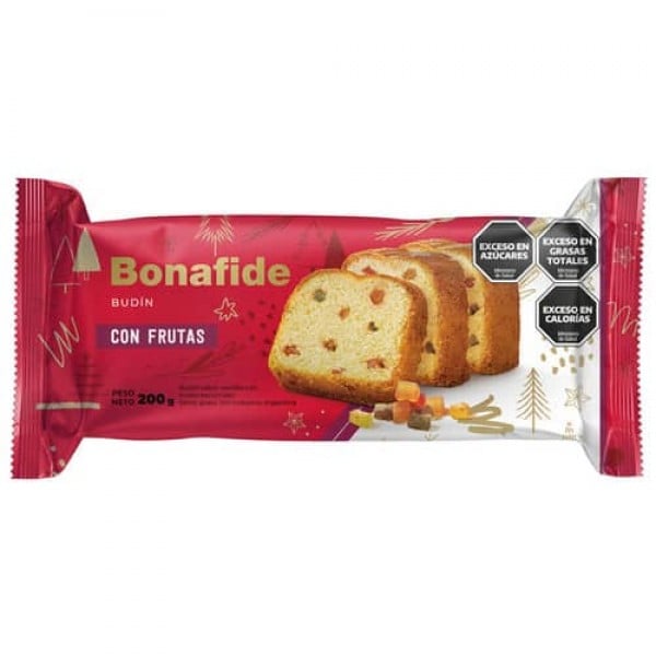 Bonafide Budin Sabor Vainilla Con Frutas 200gr