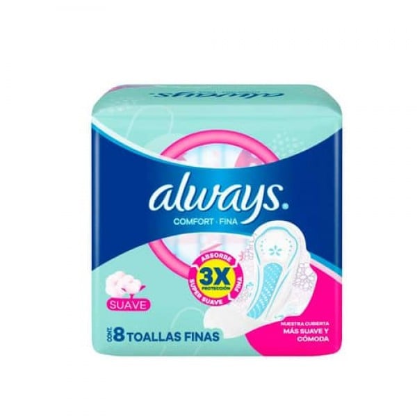 Always Comfort,Fina Toallas Finas Suave  x 8 Unidades